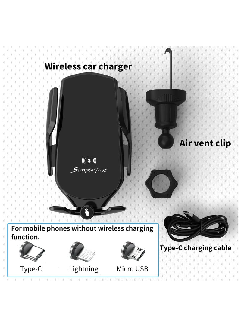 15 W Car Mobile Phone Holder with Charging Function, Automatic Clamping Qi Inductive Charging Station Car Charger Accessories Fast Wireless Charger Car for iPhone Samsung LG