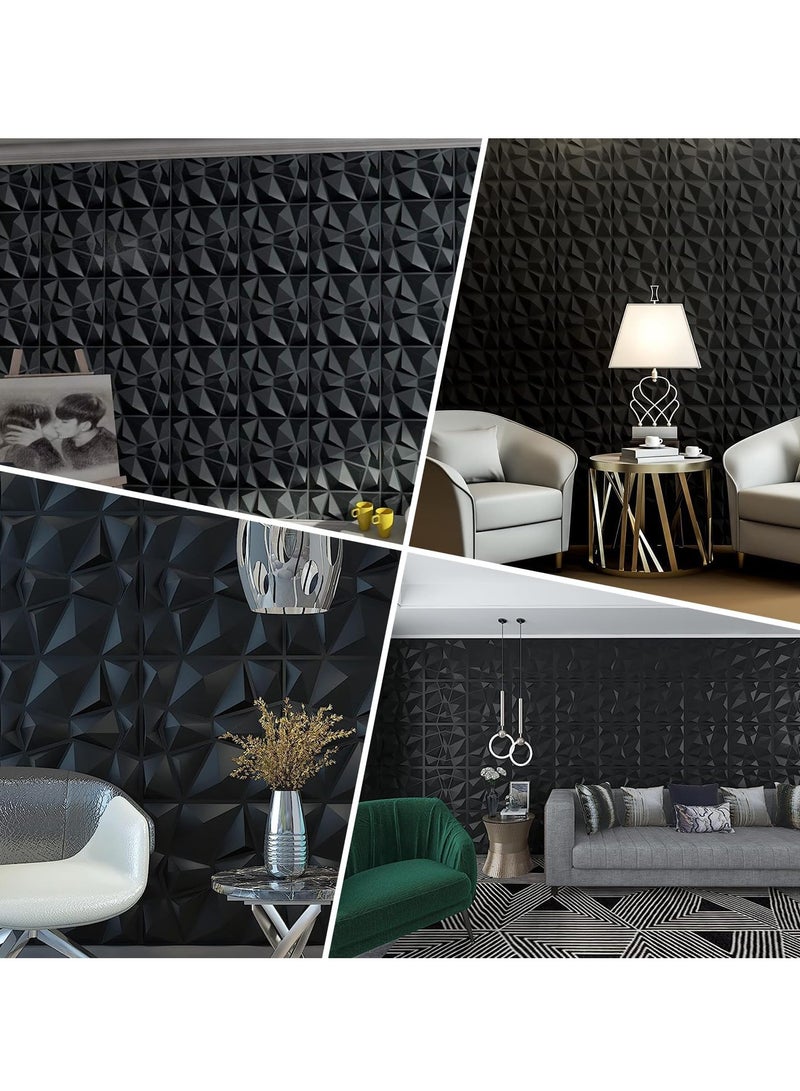 12 Pack 3D Wall Panels 3D PVC Texture Wallpaper Diamond Design Decorative Wall Cover Length 50cm width 50cm