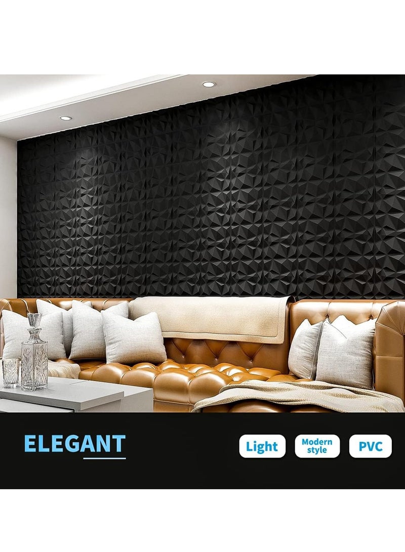 12 Pack 3D Wall Panels 3D PVC Texture Wallpaper Diamond Design Decorative Wall Cover Length 50cm width 50cm