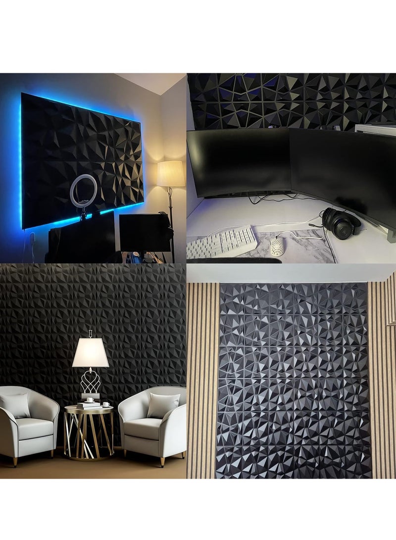 12 Pack 3D Wall Panels 3D PVC Texture Wallpaper Diamond Design Decorative Wall Cover Length 50cm width 50cm