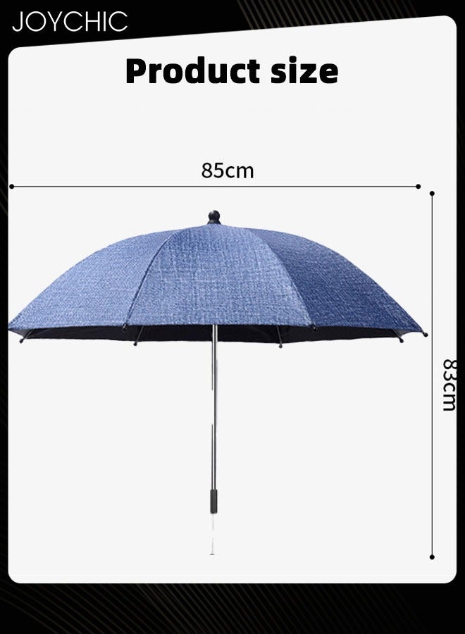 Baby Pram Umbrella with Adjustable Universal Clamp Children Buggy Sun-Proof Parasol with Clip On UPF 50+ Great for Pushchair Strollers Blue