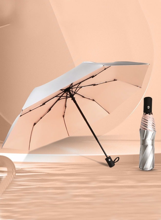 Double Coated Titanium Silver Anti-UV Protection Sun Blocking Travel Umbrella Silver/Orange