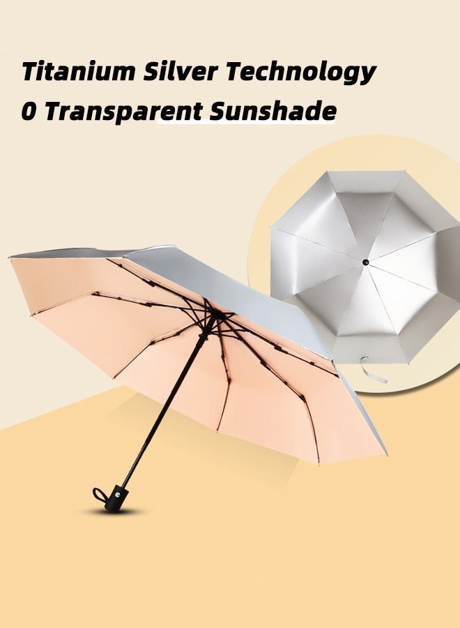 Double Coated Titanium Silver Anti-UV Protection Sun Blocking Travel Umbrella Silver/Orange