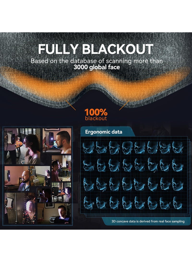 3D Sleep Mask, Aroma Eye Masks for Sleep, 99.9% Light Blackout Sleeping Eye Mask for Women, Contoured Cup Night Blindfold, Eye Cover Eye Shade with Adjustable Strap, Medium Size (Grey)