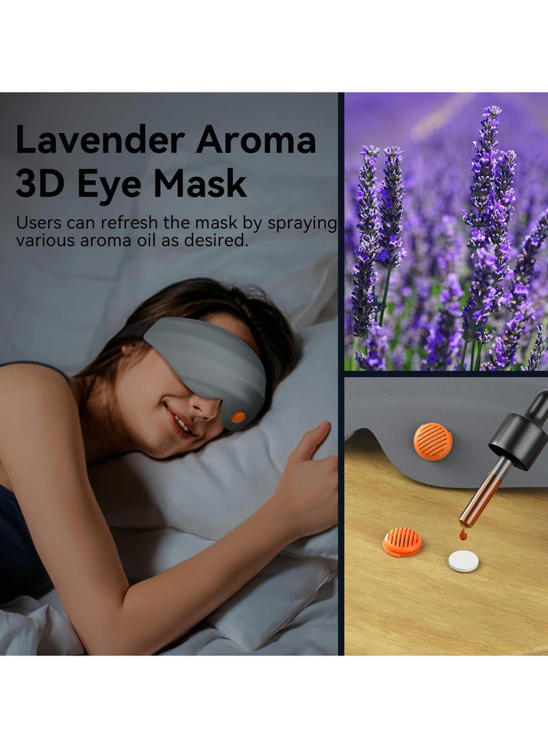 3D Sleep Mask, Aroma Eye Masks for Sleep, 99.9% Light Blackout Sleeping Eye Mask for Women, Contoured Cup Night Blindfold, Eye Cover Eye Shade with Adjustable Strap, Medium Size (Grey)