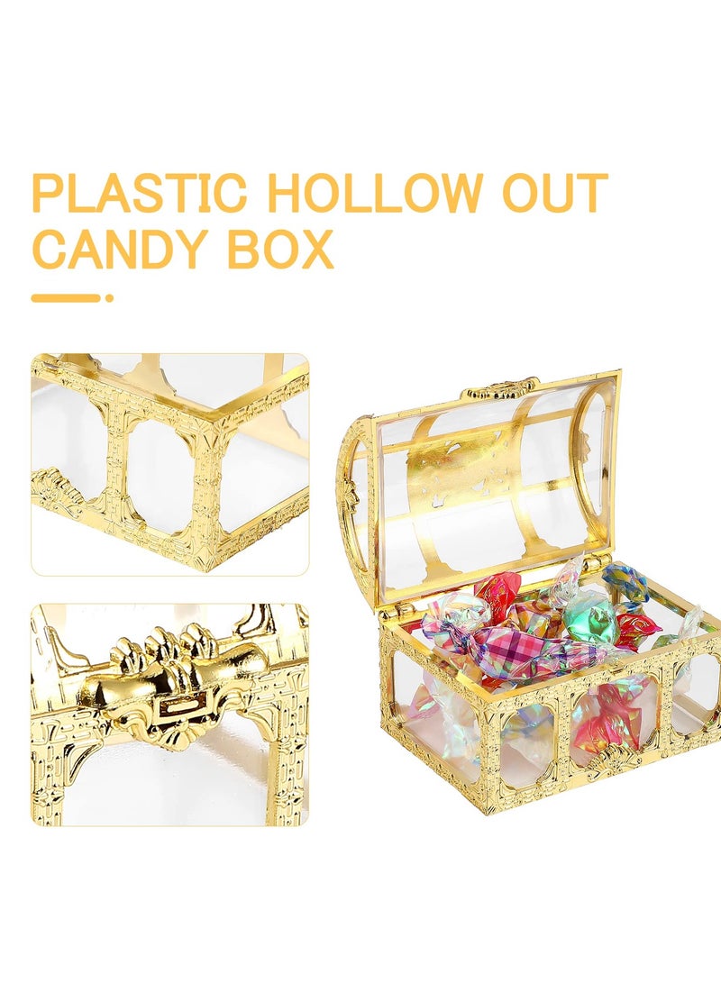 Treasure Box Candy Box, 12 Pieces Creative Treasure Box Jar Transparent Jewelry Box Chocolate Packaging Gift Decoration Display Box for Wedding Party Anniversary Birthday Gift (gold)