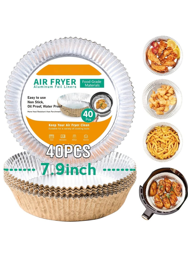 Air Fryer Liners, Air Fryer Parchment Paper Liner, Reusable Oil-Proof Water-Proof Non-Stick Parchment Paper Liners and Aluminium Foil, for Ninja and for Tower Cosori 7.9 Inch