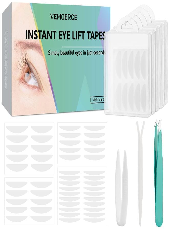 Vemoerce Eyelid Tape for Hooded Eyes Invisible 400Pcs, Eyelid Lifter Strips - Instant Eye Lift Tape Lifting - Comfortable and Easy to Apply, Skin Friendly Eye Lift Tape for Droopy Lids