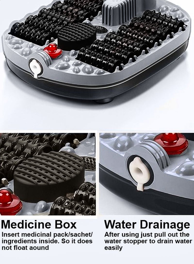 Electric Foot Spa Machine With Shiatsu Massager 12 Massage Rollers Mini Feet Detox Bath Infrared Heating Soaking Tub Basin Pedicure Bucket For Relieving Fatigue And Body Stress Fatigue