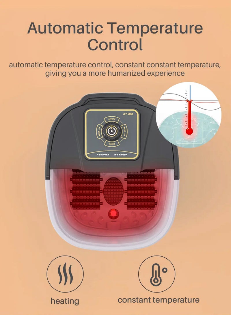 Electric Foot Spa Machine With Shiatsu Massager 12 Massage Rollers Mini Feet Detox Bath Infrared Heating Soaking Tub Basin Pedicure Bucket For Relieving Fatigue And Body Stress Fatigue