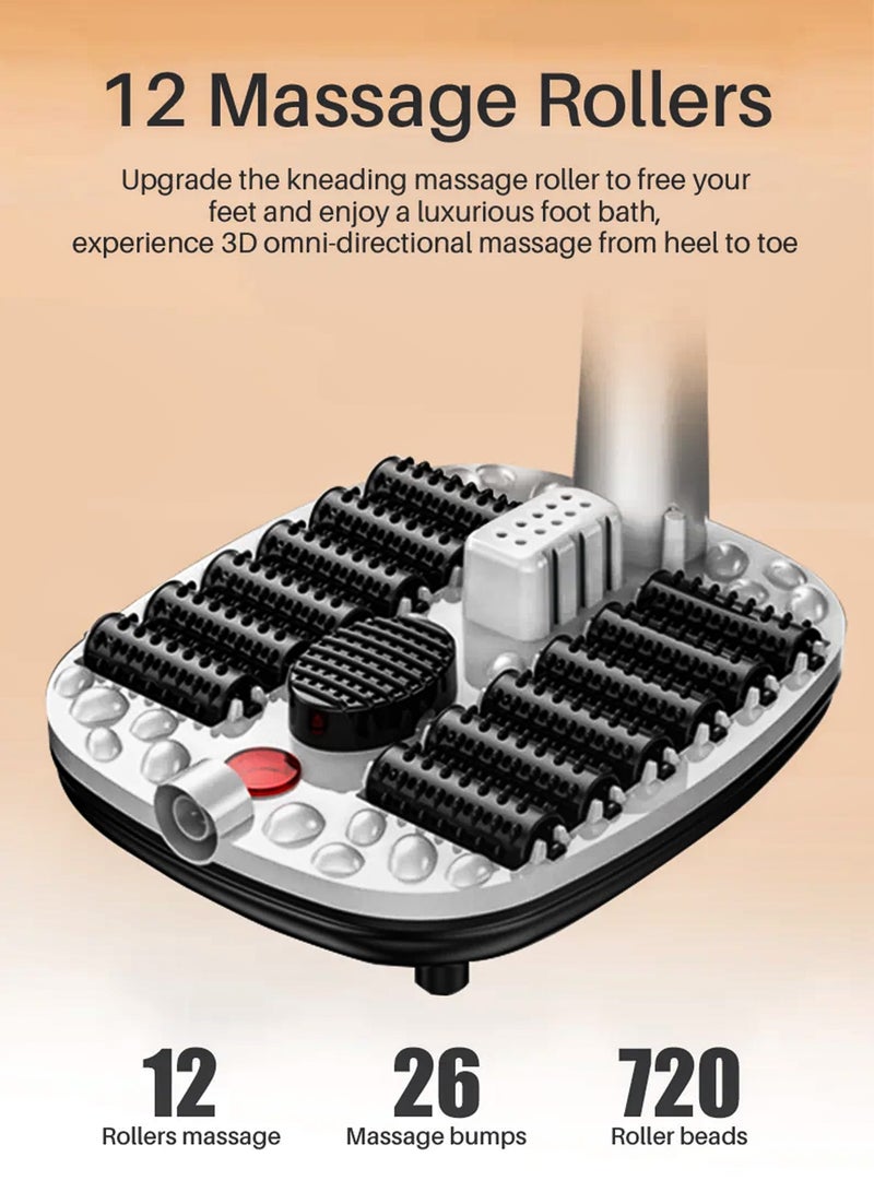 Electric Foot Spa Machine With Shiatsu Massager 12 Massage Rollers Mini Feet Detox Bath Infrared Heating Soaking Tub Basin Pedicure Bucket For Relieving Fatigue And Body Stress Fatigue