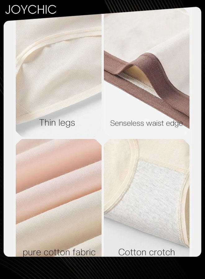 4 Pack Ladies Solid Pattern Large Size Pure Cotton Briefs Summer Autumn  Full Coverage Breathable Traceless Medium Waist Women Underwear Evening Wear