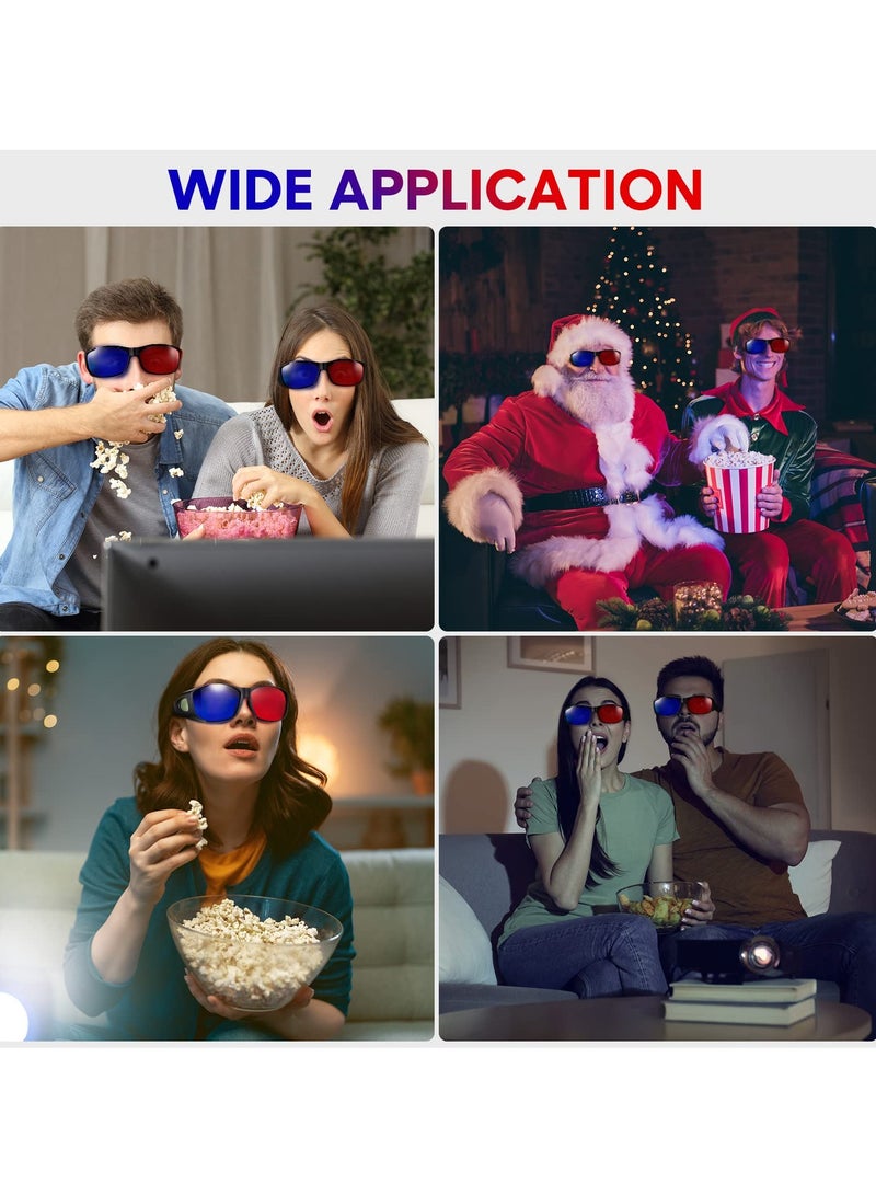 3D Glasses, 3D Movie Game Glasses Red Blue 3D Style Glasses for 3D Game Home Theater Simple Design Viewing Glasses Anaglyph Projector Glasses 10 Pieces
