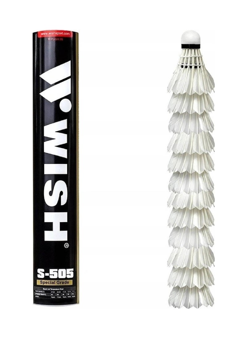 Feather Shuttlecock Set Wish badminton shuttlecocks S505-03 12 Pcs White