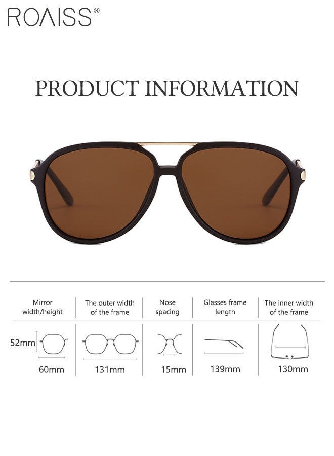 Men's Aviator Polarized Sunglasses, UV400 Protection Sun Glasses with PC Frame, Fashion Anti-Glare Sun Shades for Men Driving, Fishing, Traveling, 60mm