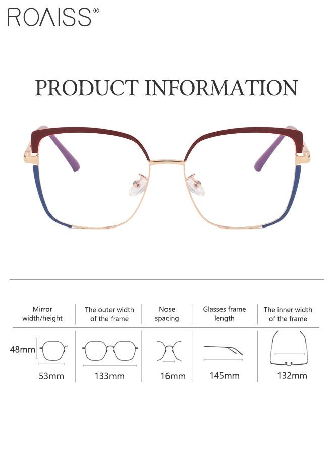 Women's Blue Light Blocking Glasses Blue Light Filter Computer Reading Gaming TV Phones Square Eyeglasses Fashion Anti Eyestrain Headache Eyewear Brown Gold 53mm