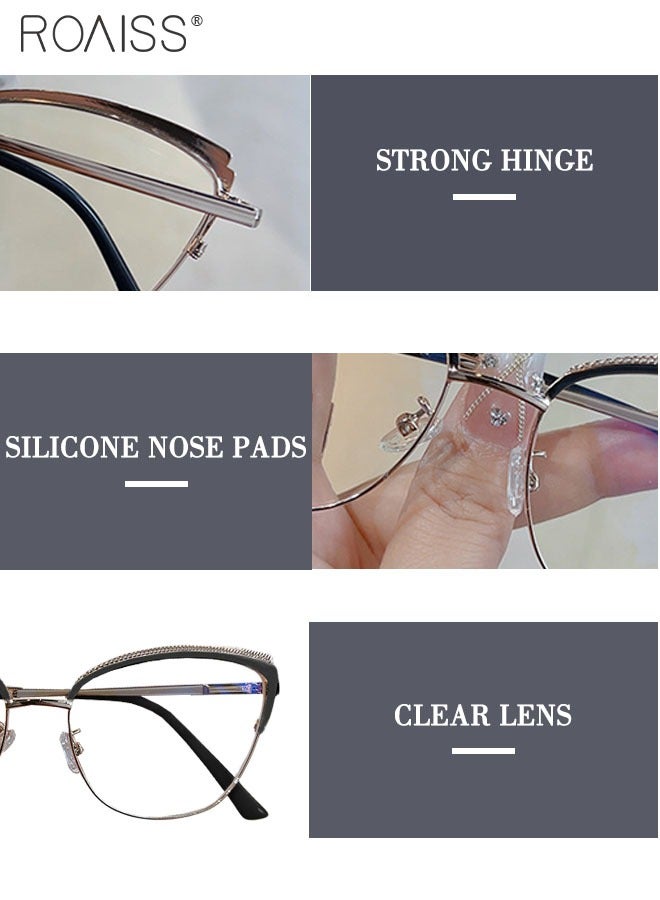 Women's Blue Light Blocking Glasses Blue Light Filter Computer Reading Gaming TV Phones Cat Eye Eyeglasses Fashion Anti Eyestrain Headache Eyewear Black Gold 53mm