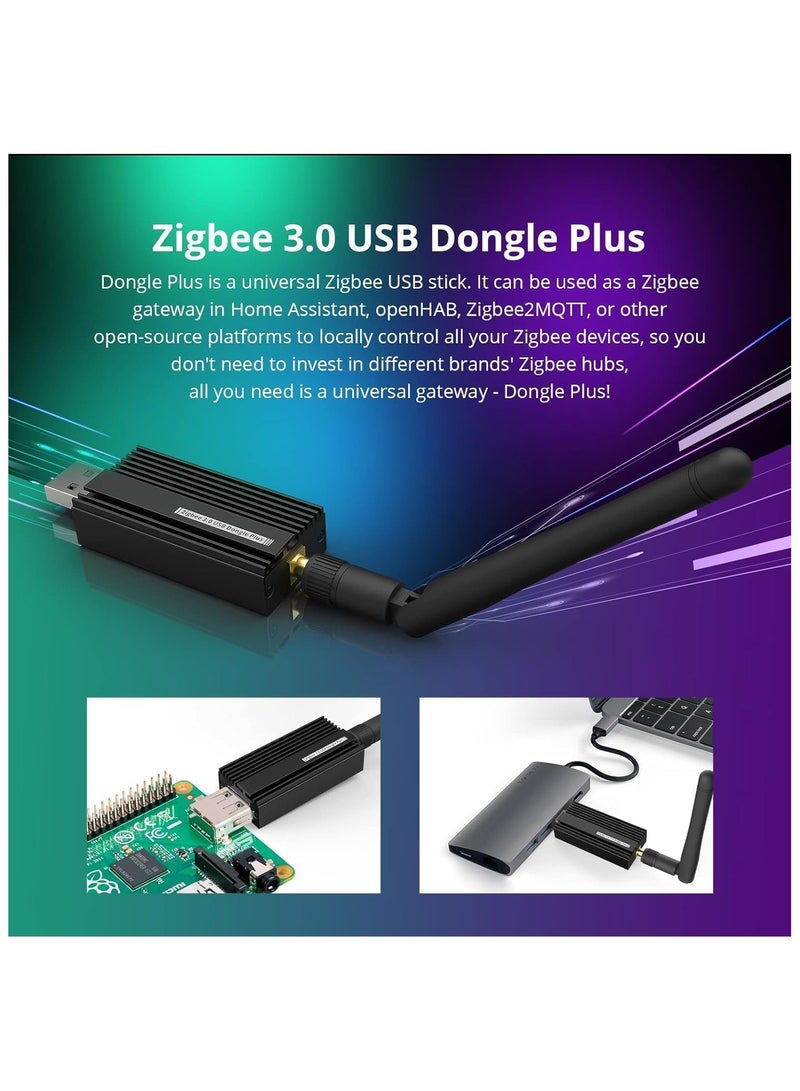Zigbee 3.0 USB Dongle Plus-E Gateway, Universal Zigbee USB Gateway with Antenna for Home Assistant, Open HAB, Zigbee 2MQTT etc, Wireless Zigbee 3.0 USB Adapter, ZBDongle-E, EFR32MG2