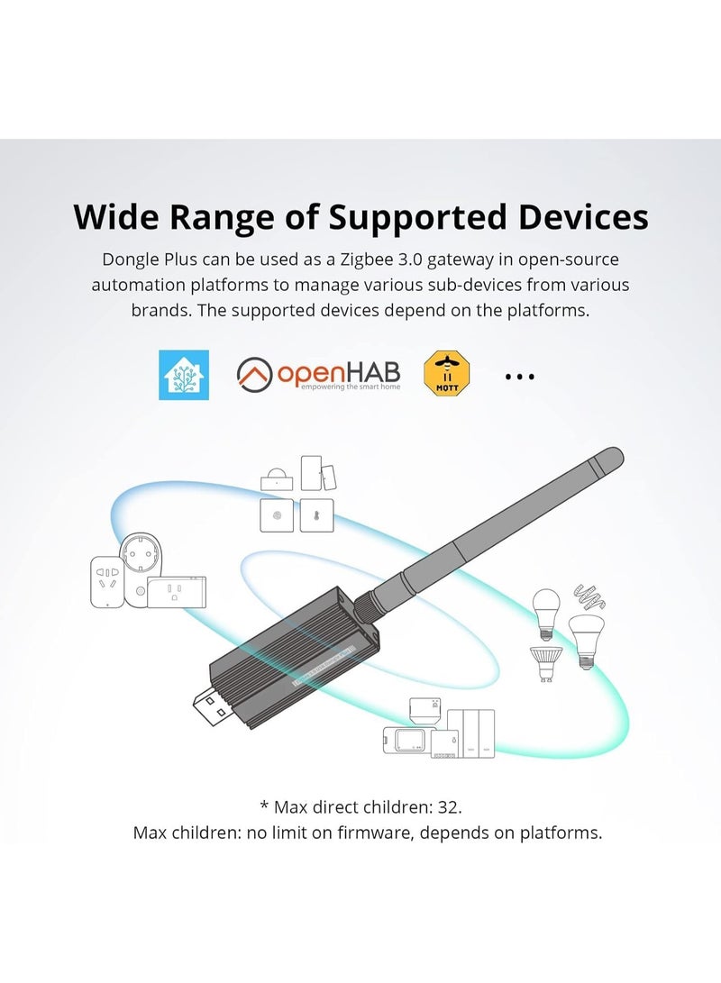 Zigbee 3.0 USB Dongle Plus-E Gateway, Universal Zigbee USB Gateway with Antenna for Home Assistant, Open HAB, Zigbee 2MQTT etc, Wireless Zigbee 3.0 USB Adapter, ZBDongle-E, EFR32MG2