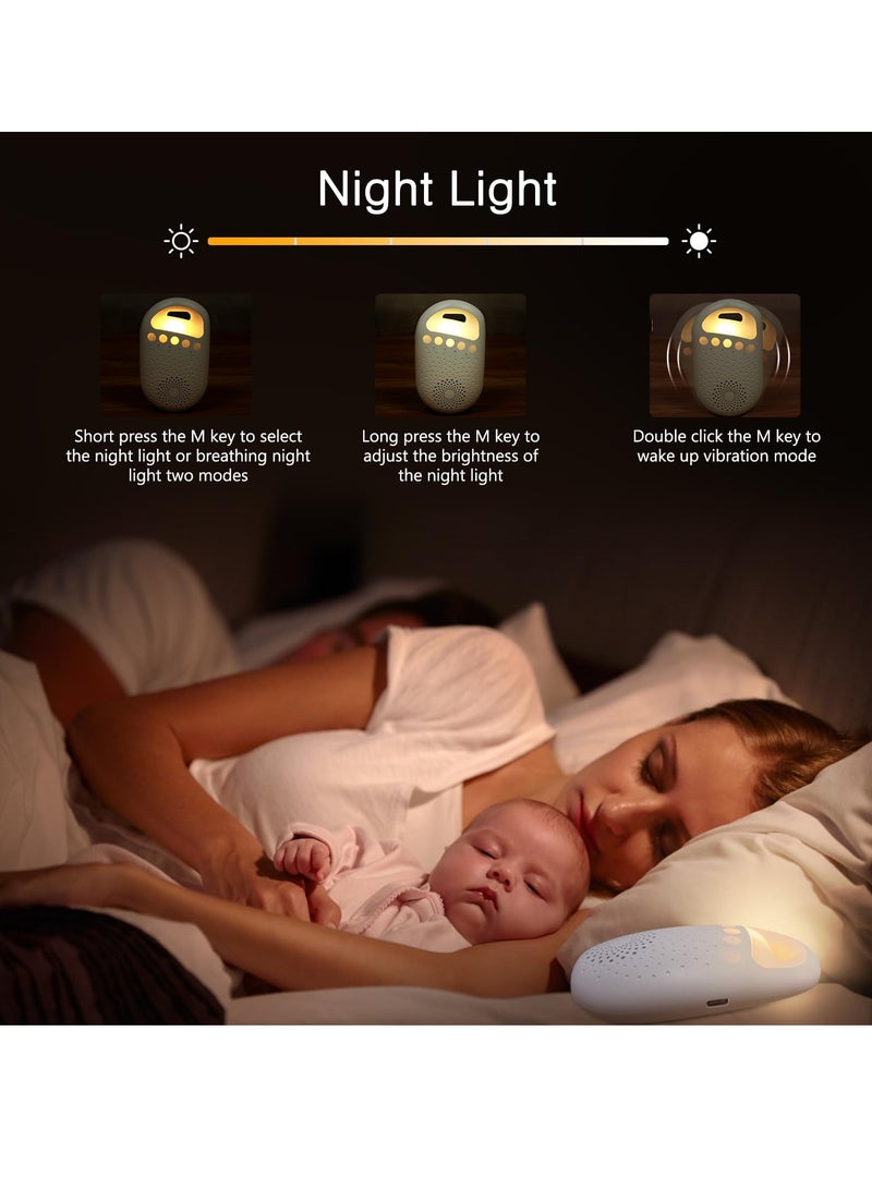 White Noise Machine, 26 Soothing Sounds Portable White Noise Machine, Type-c Rechargeable Sound Machine Baby for Pram, Dual Night Light Mode, 4 Timer, Memory Function for Adult & Baby