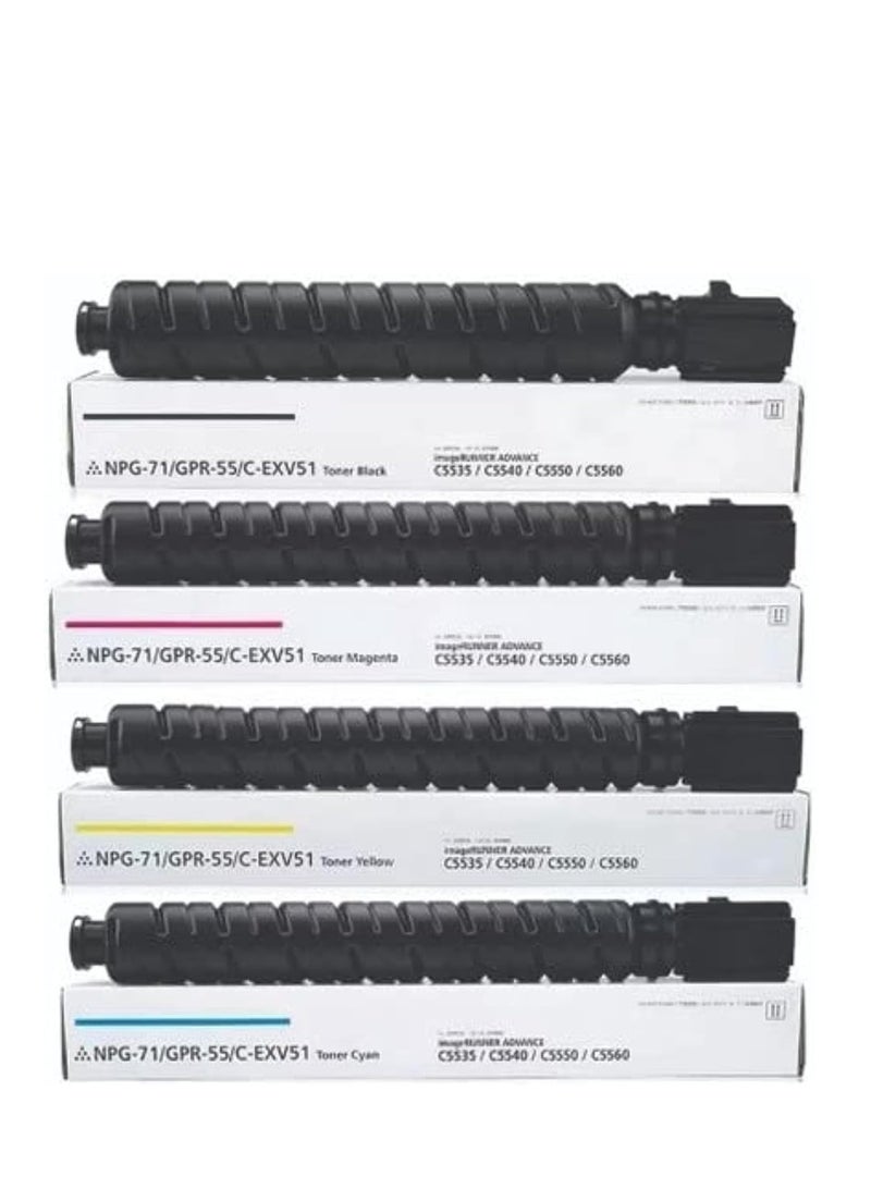 Compatible Toners for GPR55 C-EXV-51 for Use with  IMAGERUNNER ADVANCE C5535 5535I C5540I C5550I C5560I Printer,4-Pack