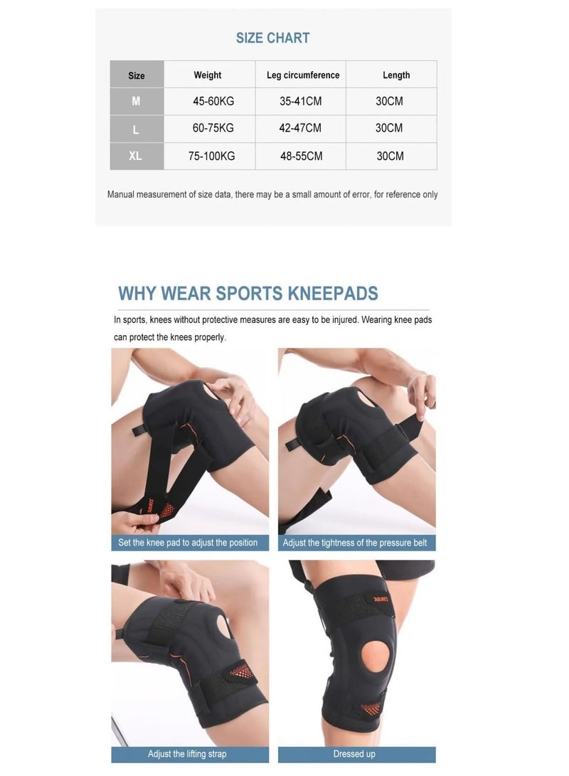 Knee Brace, Knee Brace with Side Stabilizers, Open Patella Knee Support for Arthritis, Joint Pain, Meniscus Tear. Sports Knee Pads for Men Women Running, Basketball, Working Out, Volleyball