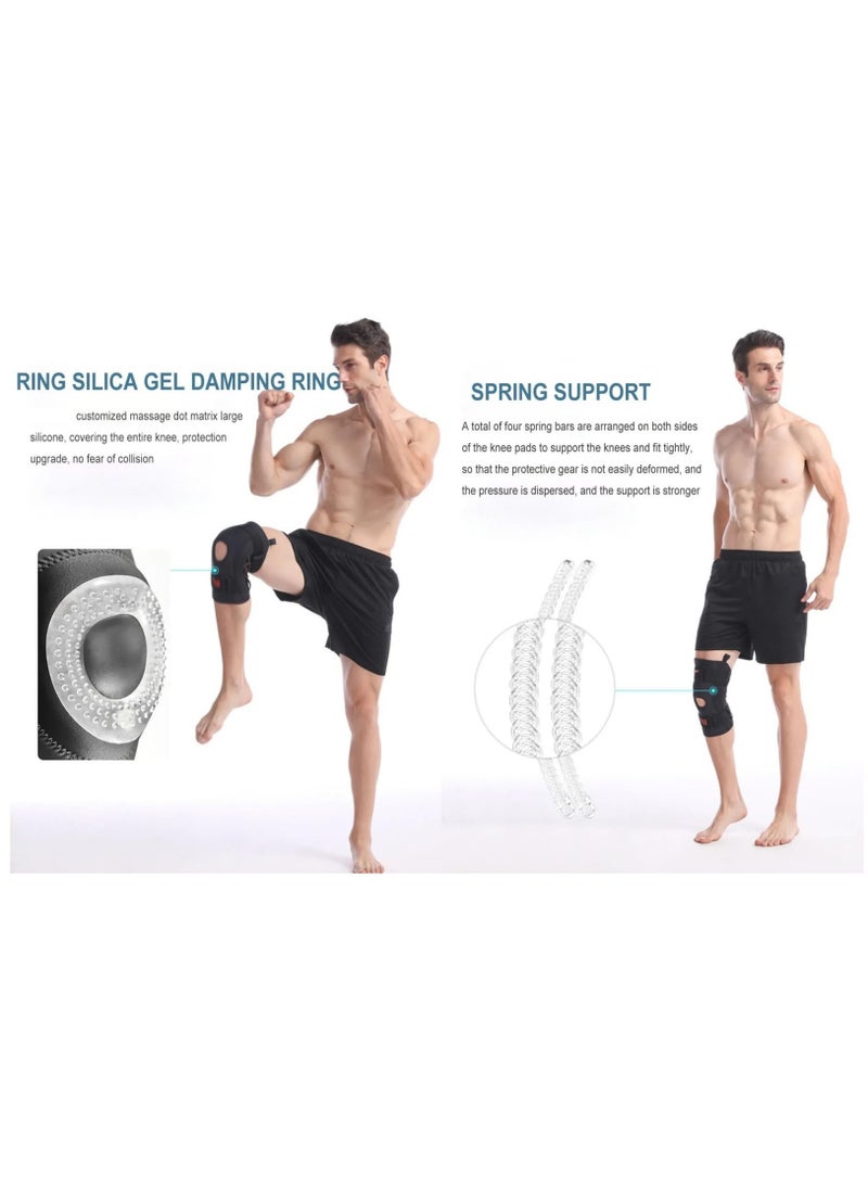 Knee Brace, Knee Brace with Side Stabilizers, Open Patella Knee Support for Arthritis, Joint Pain, Meniscus Tear. Sports Knee Pads for Men Women Running, Basketball, Working Out, Volleyball