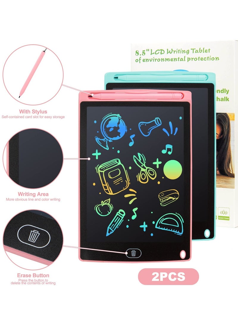 LCD Writing Tablet, Doodle Scribbler Pad 8.5 inch Colorful Screen Drawing Board Learning Gift for Kids, Educational Toys for 3-6 Years Old Boys and Girls  2 Pack