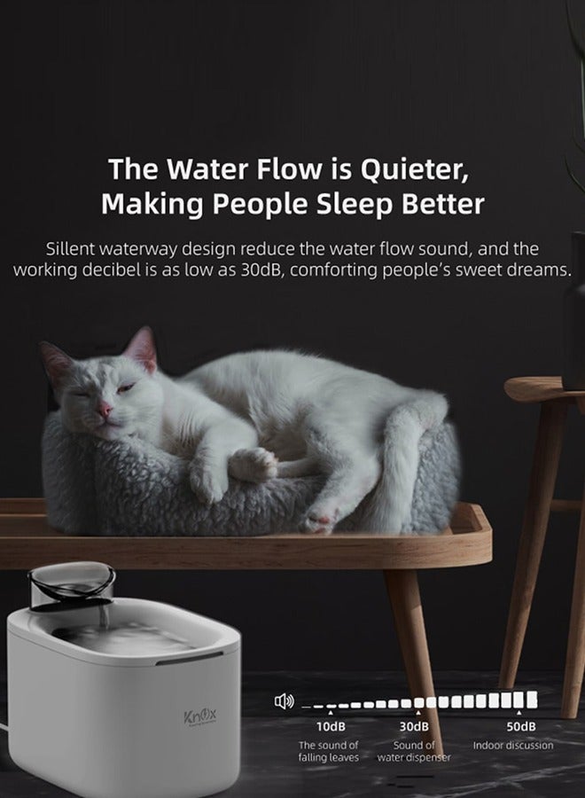 Cat Water Fountain with Filter and 3L Capacity, Automatic Pet Water Dispenser for Cats and Dogs - White