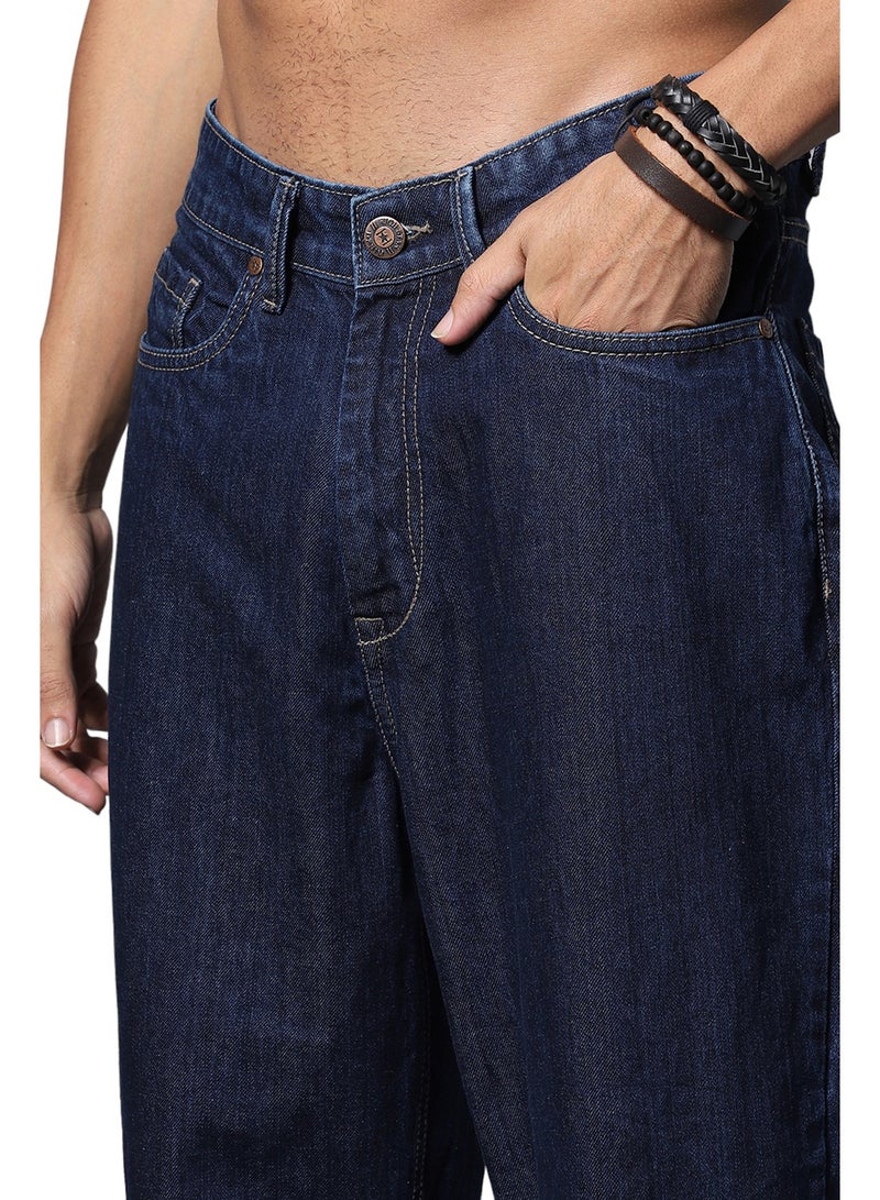 Loose Fit Wide Leg Mid Rise Jeans for Men