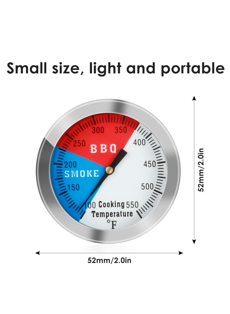 BBQ Thermometer Temperature Gauge, 2Inch Stainless Steel Barbecue Charcoal Grill Smoker Temp Gauge Pit, Fahrenheit and Heat Indicator for Cooking Meat,Stainless Steel Temp Gauge (2Pack)