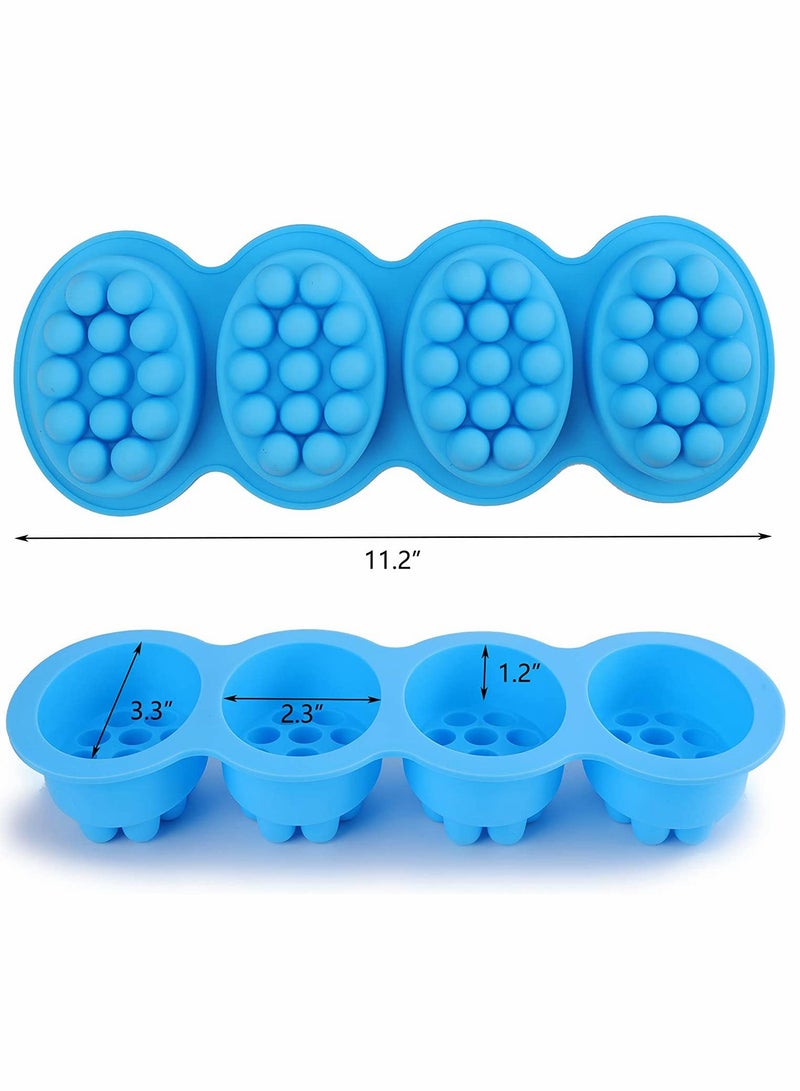 Silicone Massage Bar Soap Molds, Cavity Silicone Massage Molds, Nonstick & BPA Free, Handmade Soap Molds for Soaps Making(4 Pack)