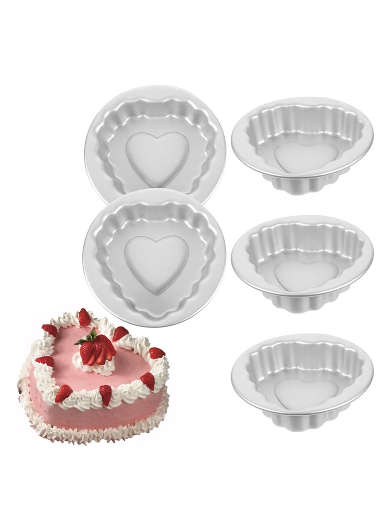 5pcs Cake pan, Cake Baking Mold Pudding Mold, Small Cake Mold Cake Tins for Baking Tart molds for Baking Metal Cake Tin Cake Mould Mini Tart pan Baking Molds Aluminum Alloy Caramel