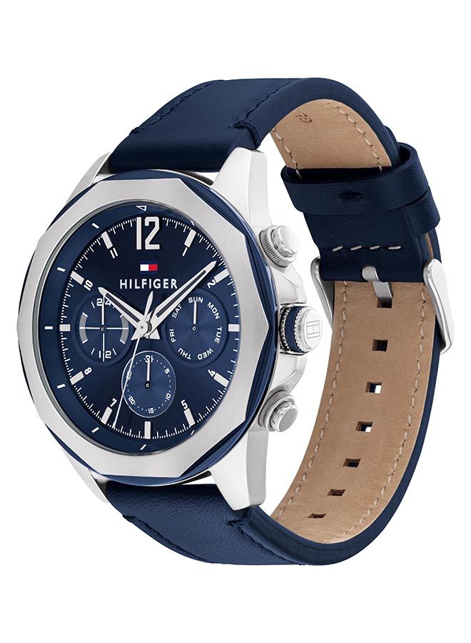 Men Analog Round Shape Leather Wrist Watch 46 mm