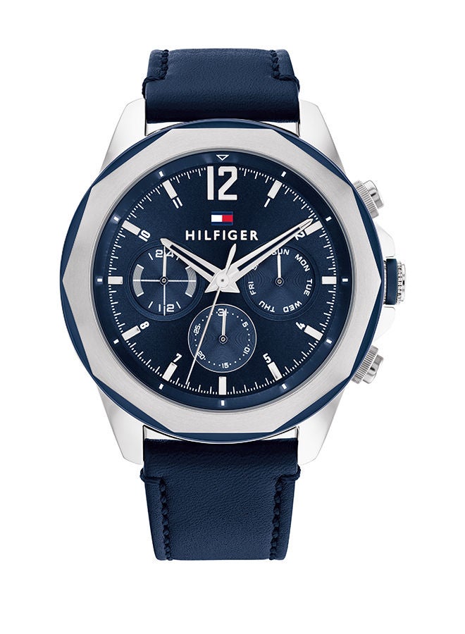 Men Analog Round Shape Leather Wrist Watch 46 mm