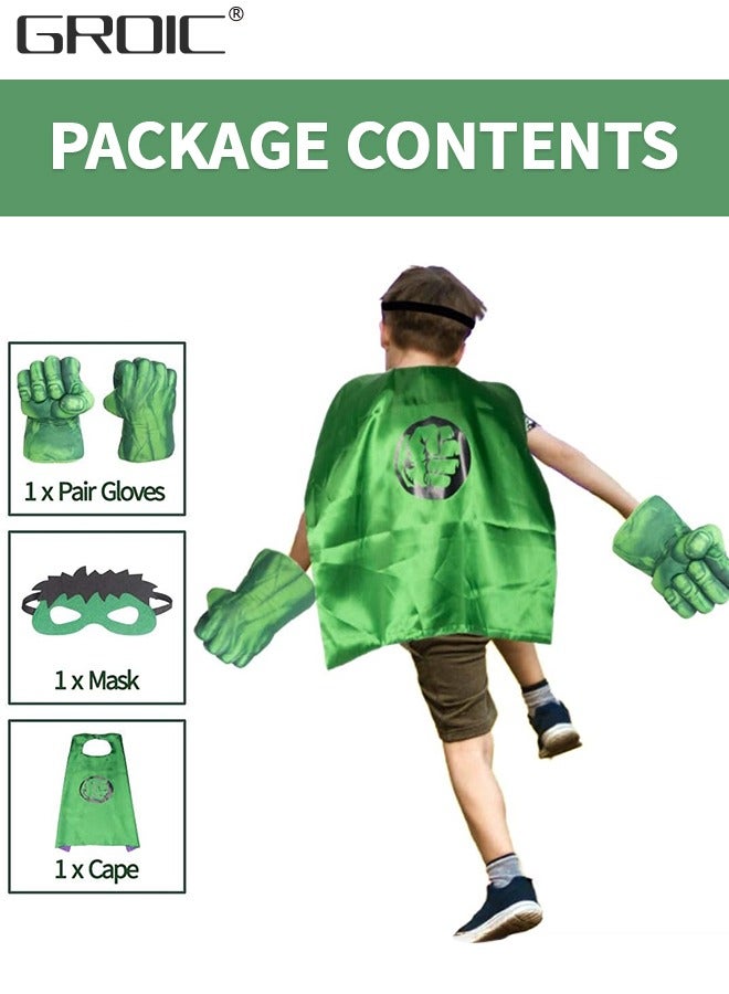 Superhero Hands and Capes for Kids Superhero Boxing Gloves Toys Fists for Kids Soft Plush Superhero Toys Accessories ,Cosplay Superhero Costume for Kids ,Kids Cape and Mask & Plush Gloves Set