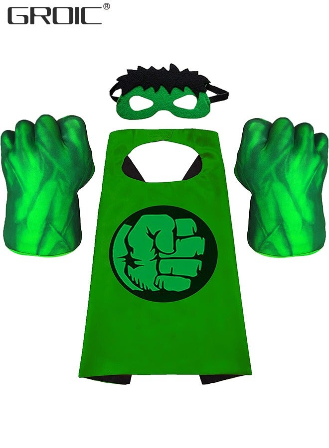 Superhero Hands and Capes for Kids Superhero Boxing Gloves Toys Fists for Kids Soft Plush Superhero Toys Accessories ,Cosplay Superhero Costume for Kids ,Kids Cape and Mask & Plush Gloves Set