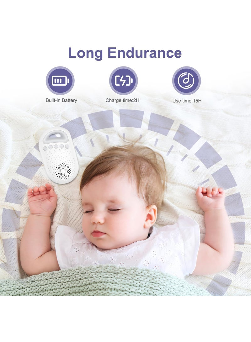 White Noise Machine, 26 Soothing Sounds Portable White Noise Machine, Type-c Rechargeable Sound Machine Baby for Pram, Dual Night Light Mode, 4 Timer, Memory Function for Adult & Baby