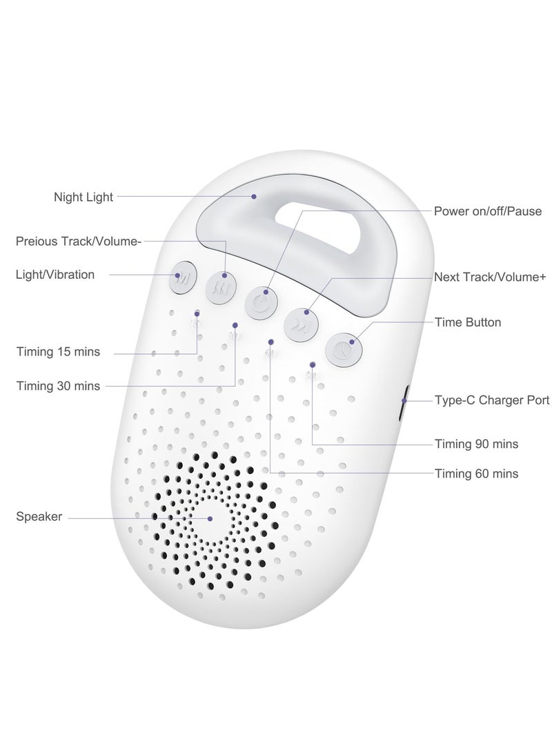 White Noise Machine, 26 Soothing Sounds Portable White Noise Machine, Type-c Rechargeable Sound Machine Baby for Pram, Dual Night Light Mode, 4 Timer, Memory Function for Adult & Baby