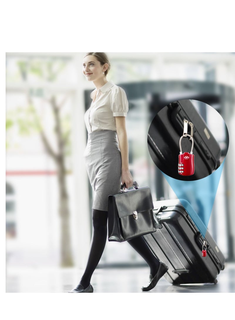 TSA Luggage Locks, TSA Approved Luggage Lock 3-Digit Re-settable Combination Lock, Code Lock for Travel Suitcase Luggage Bag Lockers (2PCS Red) [ Zinc Alloy Version]