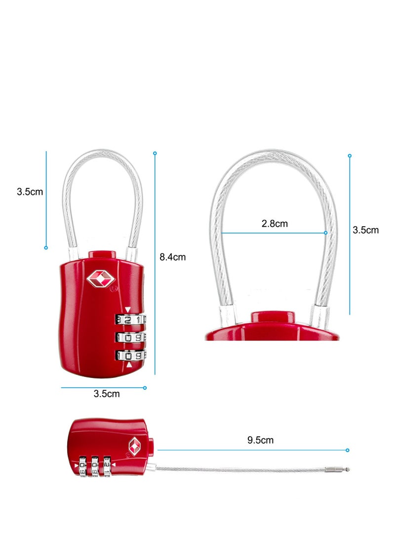 TSA Luggage Locks, TSA Approved Luggage Lock 3-Digit Re-settable Combination Lock, Code Lock for Travel Suitcase Luggage Bag Lockers (2PCS Red) [ Zinc Alloy Version]