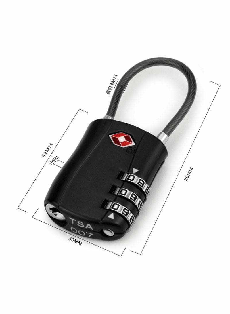 Suitcase Locks Luggage Locks, TSA Approved Luggage Lock, Zinc Alloy Security Padlock, 3-Dial Combination Padlock for Luggage, Suitcases, Backpacks, Duffle Bag Laptop Camera Bag 2Pcs