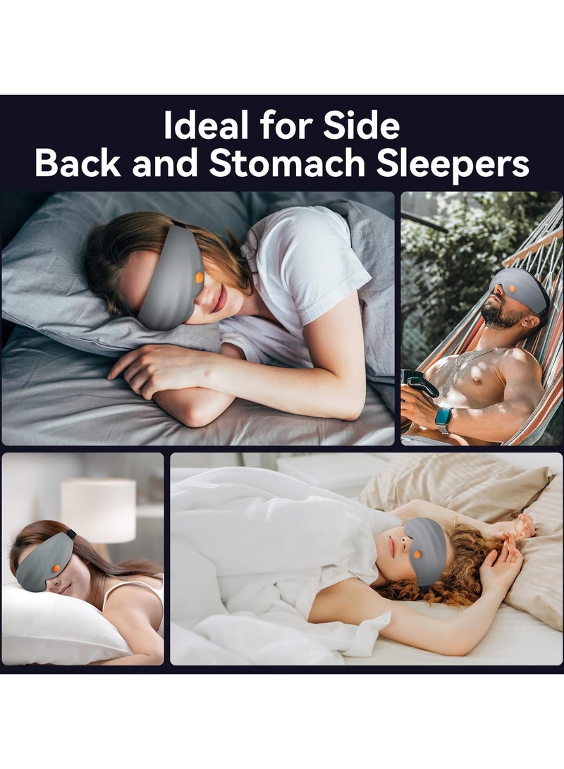 3D Sleep Mask, Aroma Eye Masks for Sleep, 99.9% Light Blackout Sleeping Eye Mask for Women, Contoured Cup Night Blindfold, Eye Cover Eye Shade with Adjustable Strap, Medium Size (Grey)