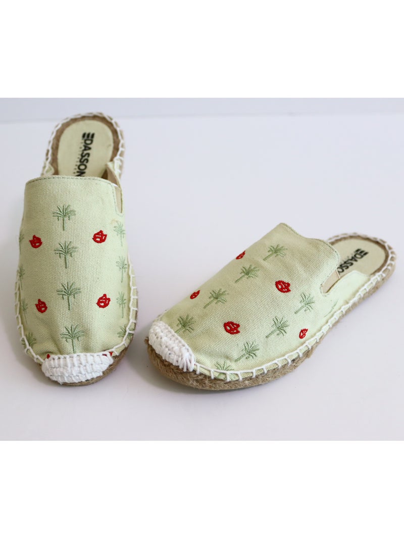 Embroidered Palm ParadiseEspadrille (Peppermint)