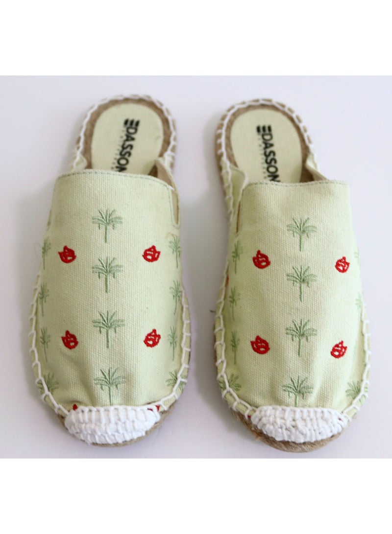 Embroidered Palm ParadiseEspadrille (Peppermint)