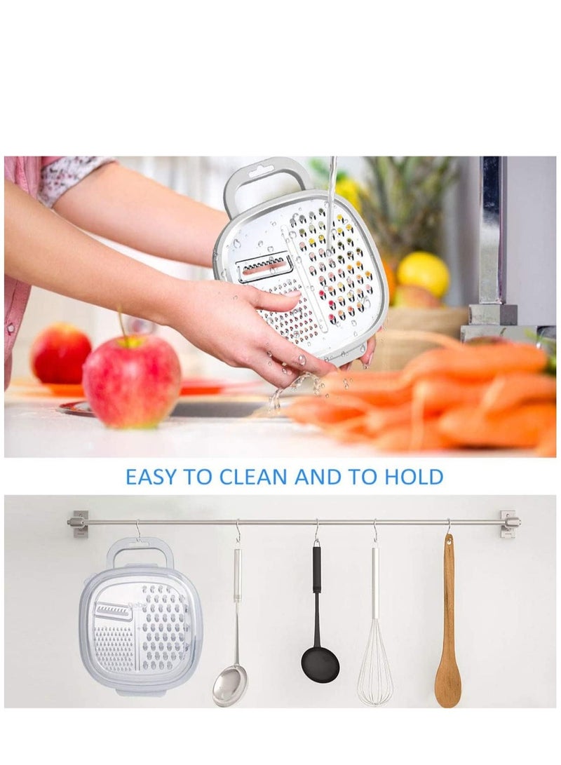 Cheese Grater Easy to Use Graters for Kitchen with Container and Lid for Cheese, Vegetables, Ginger, Graters for Cheese, Nutmeg, Fruit, Chocolate, Ginger and Garlic, Box Grater for Kitchen