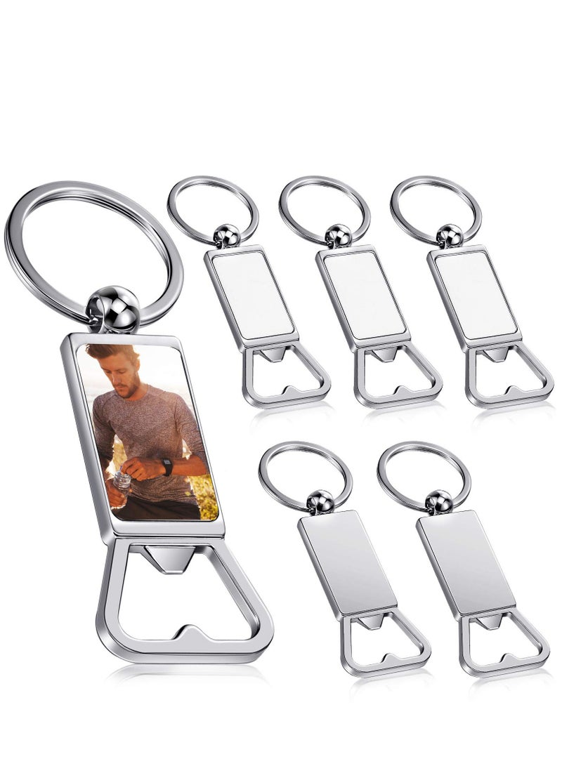 Sublimation Blanks Keychains Metal Bottle Opener Blank Key Rings 6Pcs