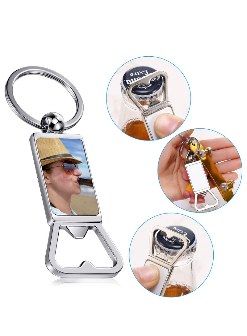 Sublimation Blanks Keychains Metal Bottle Opener Blank Key Rings 6Pcs