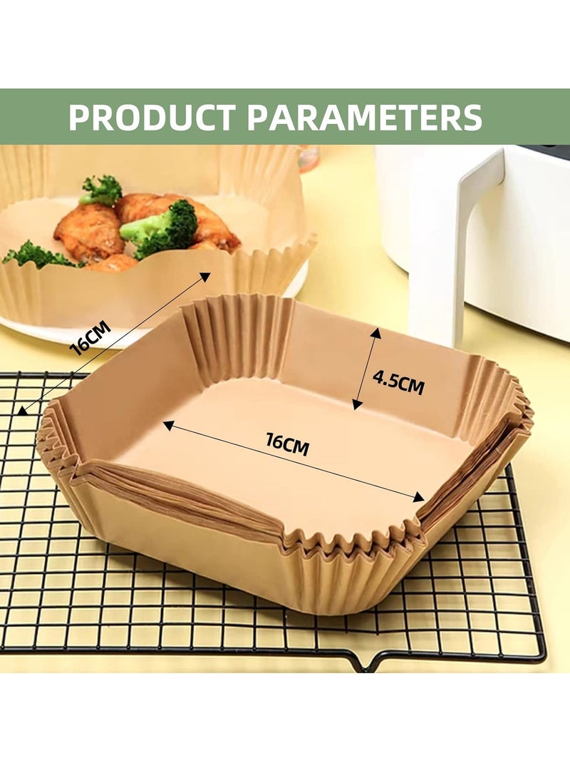 Air Fryer Liners Square, Air Fryer Disposable Paper Liners 100Pcs, Air Fryer Disposable Parchment Paper Liners Non-Stick