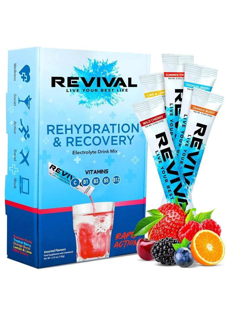 Revival Rehydration and recovery Electrolytes drink mix assorted flavour 12 sticks